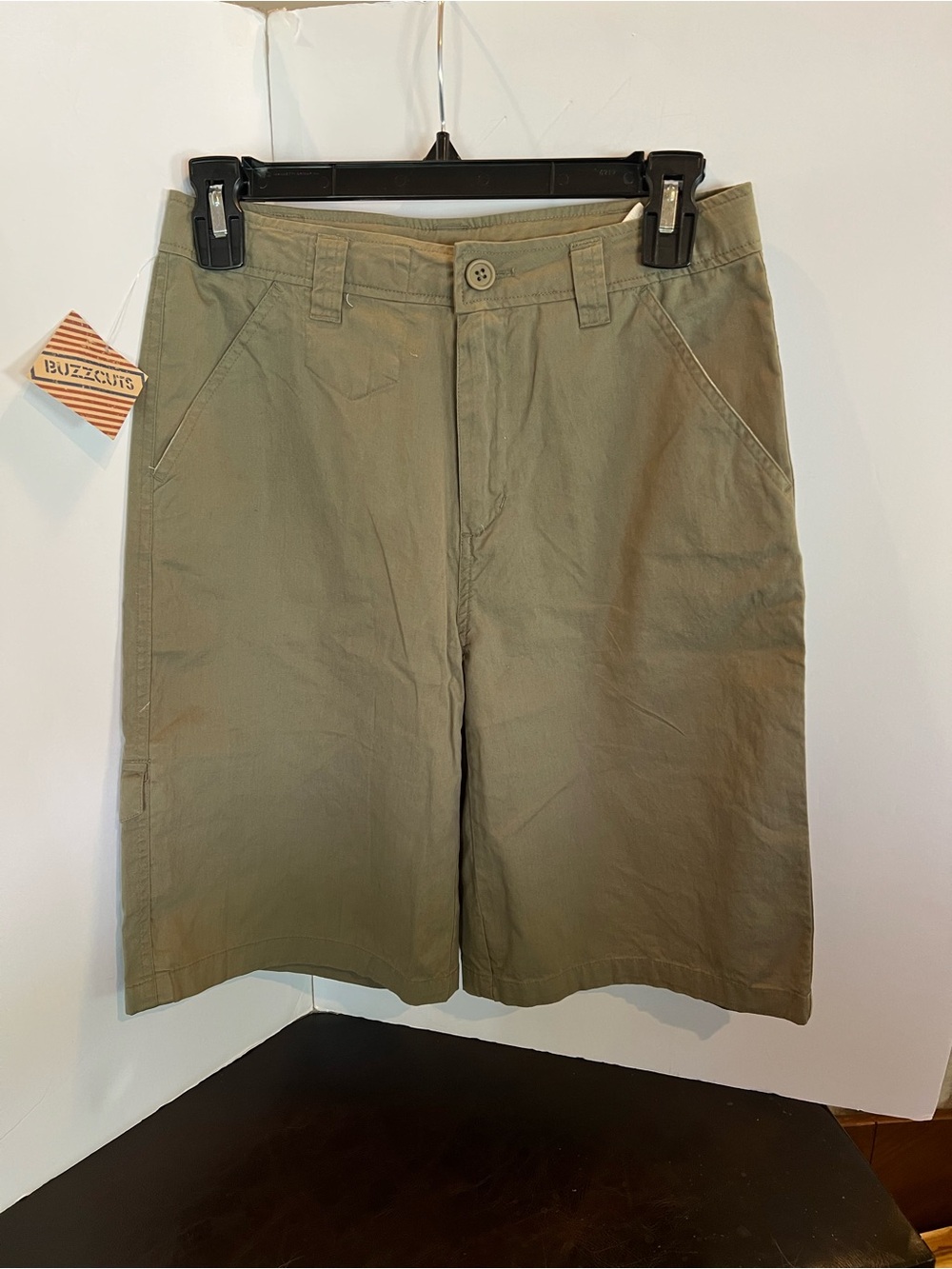 Kids Olive Green Cargo-Style Shorts